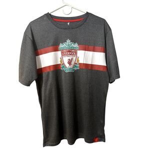 Liverpool FC T Shirt Mens Large Gray Soccer Crest Graphic Official LFC Tee EPL